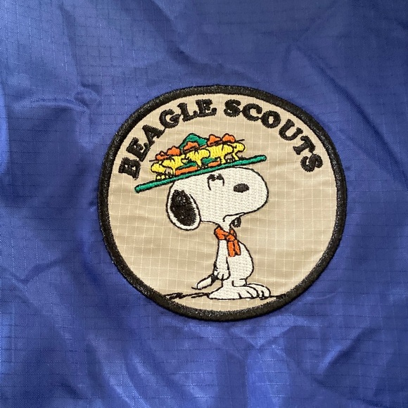 Peanuts x Aeropostale authentic collab mktg sample womens L Varsity Blue Nylon - Picture 5 of 13